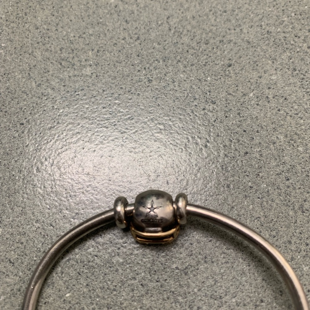 Pandora Silver Cuff Bracelet with Dallas Cowboys charm - Picture 5 of 7